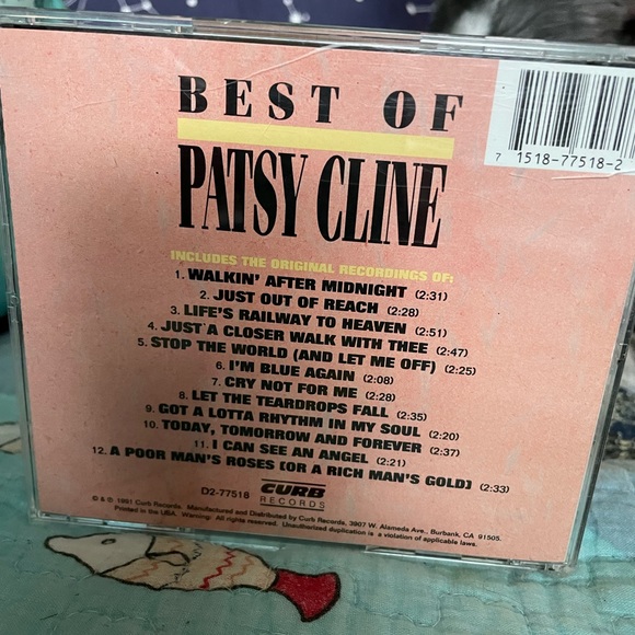 🎶 Vintage Patsy Cline Greatest Hits 💿 Compact Disc 1991 Curb Records 🎶 - Picture 2 of 4